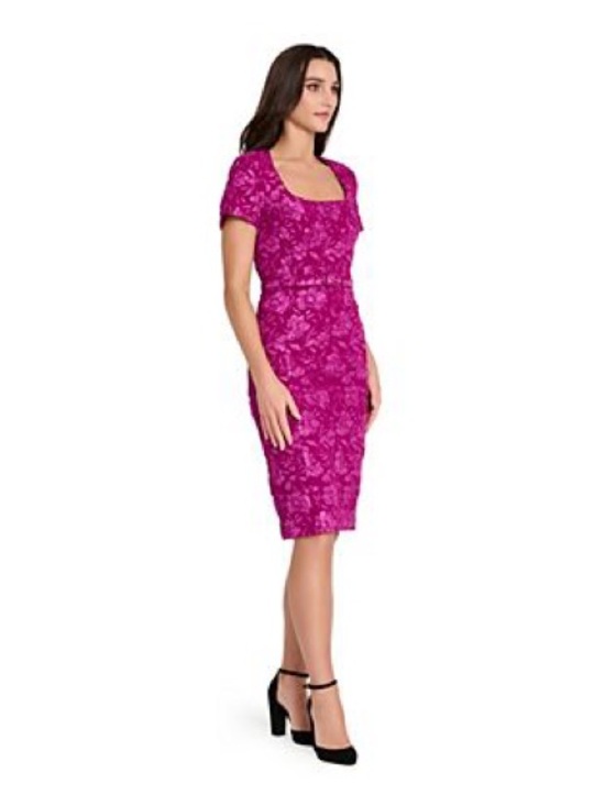 Dresses & Skirts - Tahari magenta Fitted Floral Sheath Dress Fuchsia belted cocktail
